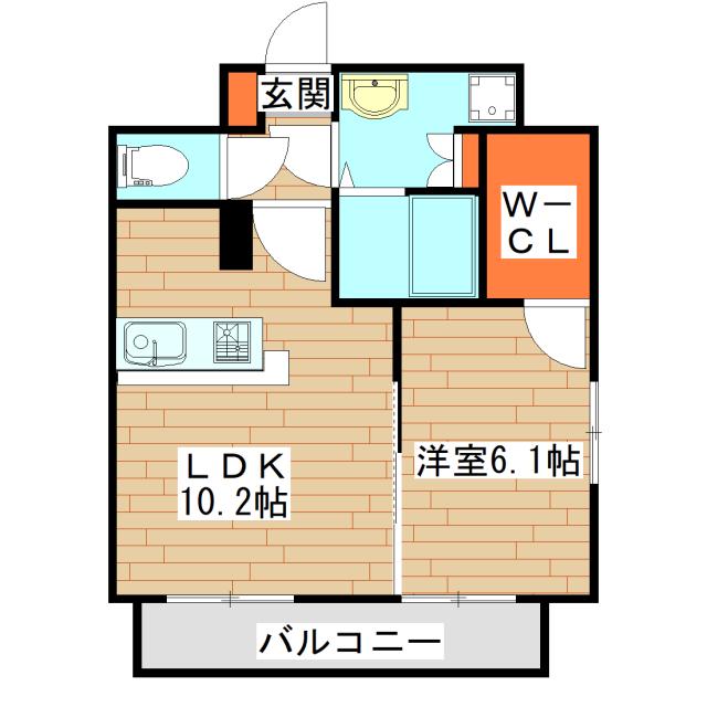 グランカーサ広瀬通(1LDK/2階)の間取り写真
