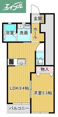 シェルメール庭瀬(1LDK/1階)の間取り写真