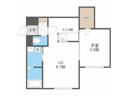 KOKOMO南8条(1LDK/2階)の間取り写真