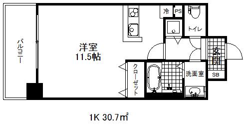 ダブルスタイル神戸(1K/3階)の間取り写真