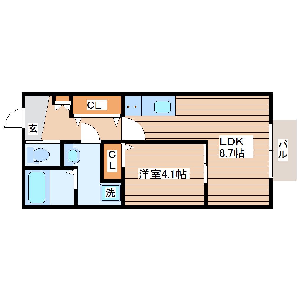 DANARS COURT向山(1LDK/1階)の間取り写真