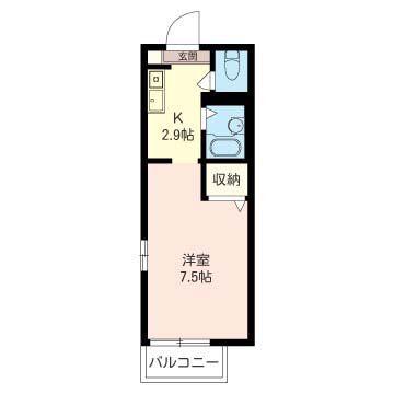 コモドM(1K/2階)の間取り写真
