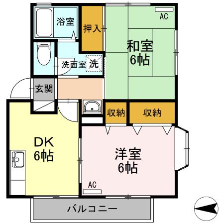アンフィニマルエイ(2DK/1階)の間取り写真