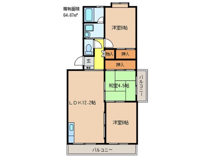 エクセレント塩浜(3LDK/4階)の間取り写真