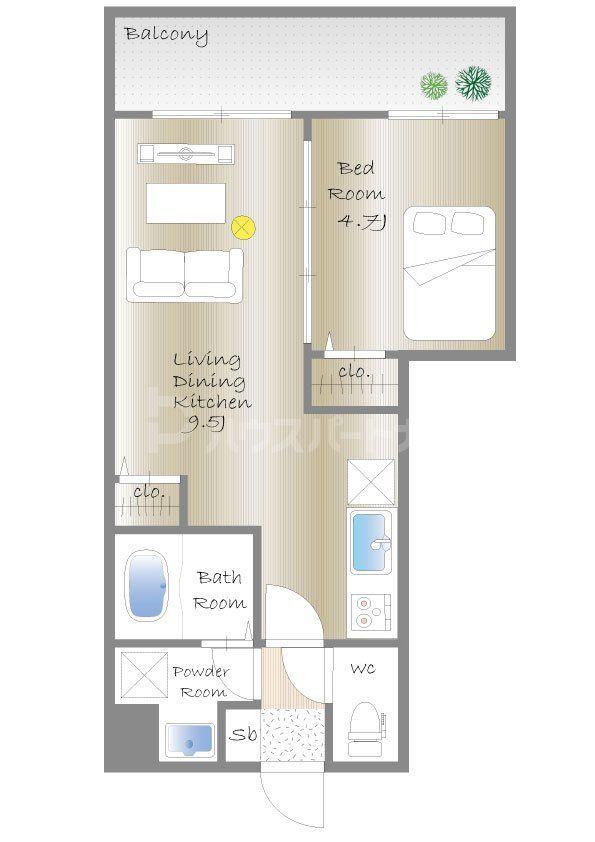 LEVICIA BLDG.II(1LDK/3階)の間取り写真