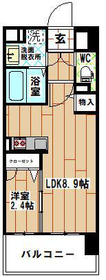 アピアランス歯大前(1LDK/7階)の間取り写真