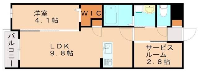レガシー伊都の里(1SLDK/5階)の間取り写真