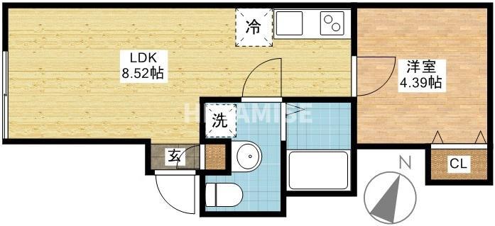 アミティ西坂(1LDK/4階)の間取り写真