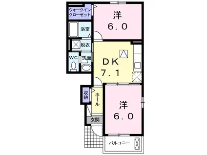 マーガレットハウス(2DK/1階)の間取り写真