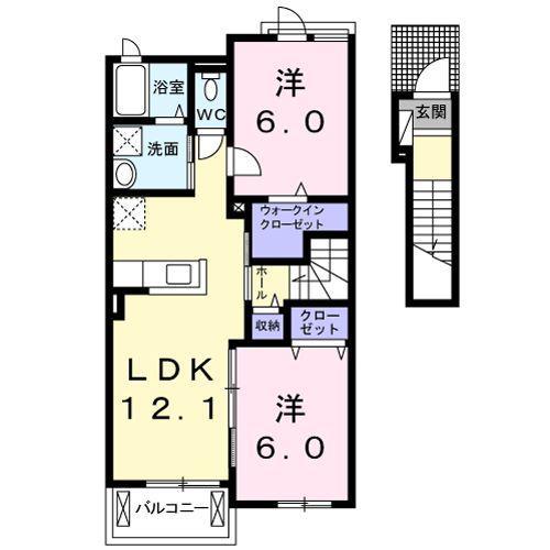 トーラス I(2LDK/2階)の間取り写真