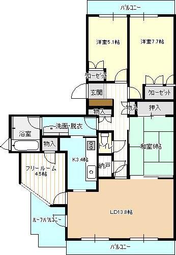 ブライトタウン住吉(3SLDK/10階)の間取り写真
