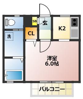 ルミエール(1K/1階)の間取り写真