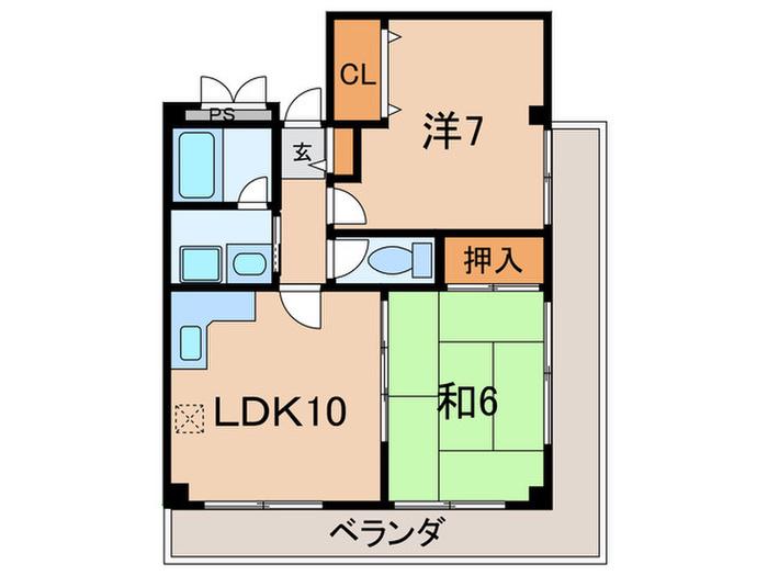 ビエント六甲(2LDK/1階)の間取り写真