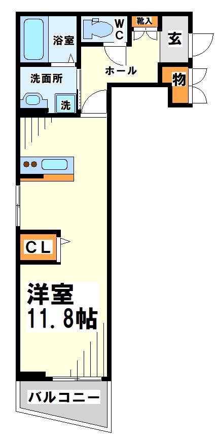 ファンファーレ調布(1K/1階)の間取り写真