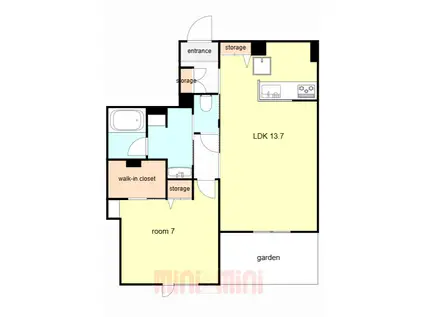 ディアメゾン南塚口(1LDK/1階)の間取り写真