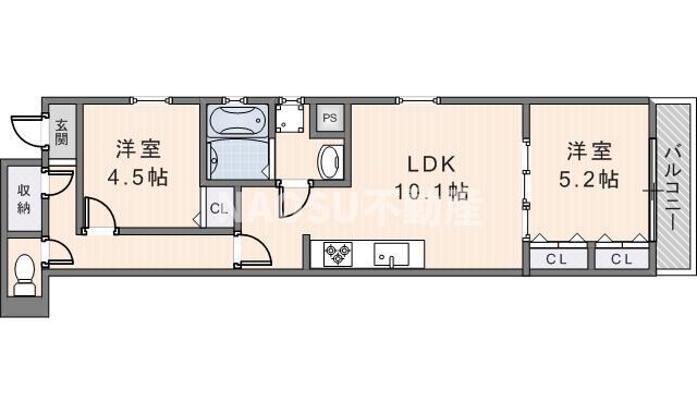 フォレストクリエオーレ枚岡壱番館(1SLDK/2階)の間取り写真