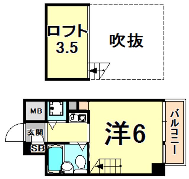 メゾンメリメ(1K/5階)の間取り写真