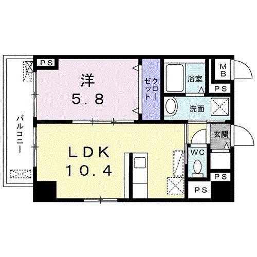 B.R.大森山王(1LDK/3階)の間取り写真