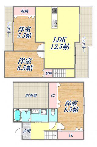 ジョイプラッツ(3LDK/1階)の間取り写真