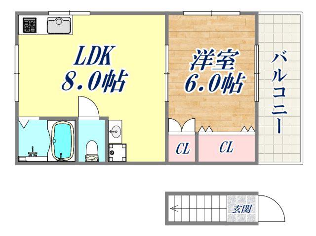 スギテラス(1LDK/2階)の間取り写真