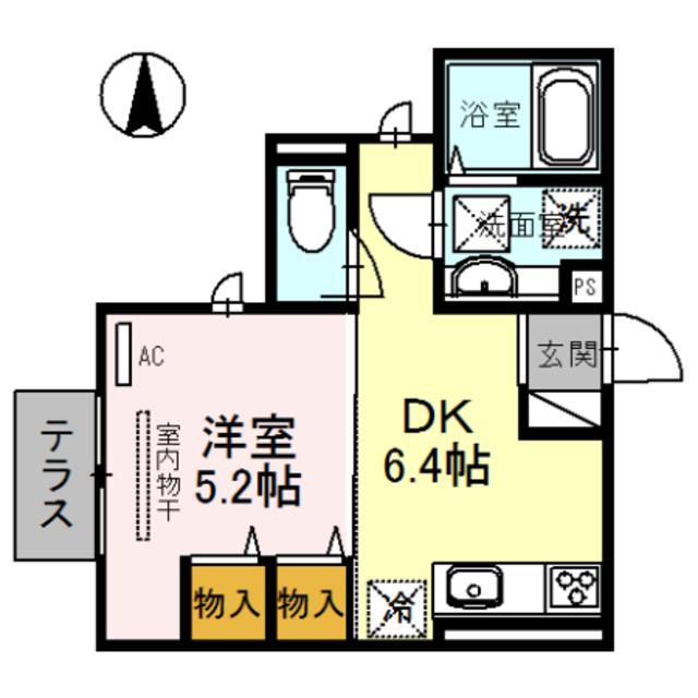 プティットモンターニュ(1DK/1階)の間取り写真