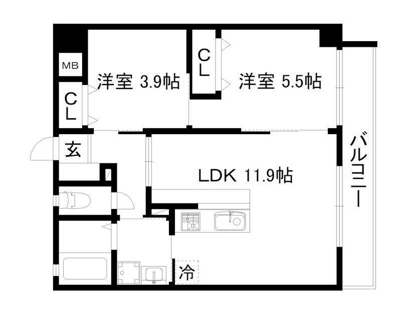 GRAND LATTICE KAWARAMACHI SHICHIJO(2LDK/1階)の間取り写真