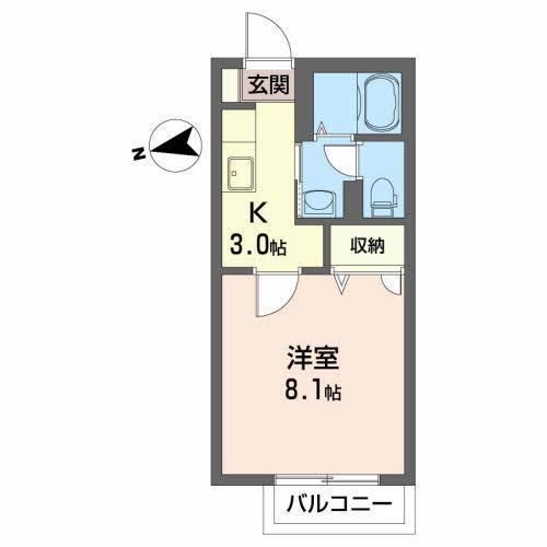ドラゴンパークスF(1K/1階)の間取り写真