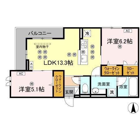 GRACECOURT(2LDK/2階)の間取り写真