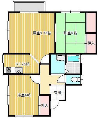 パルム1号館(3K/1階)の間取り写真