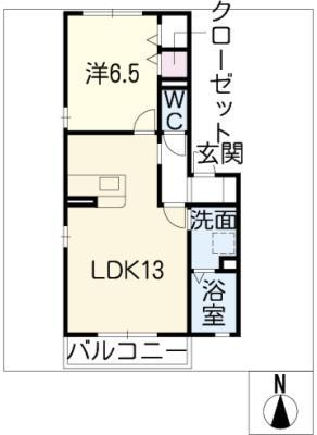 シャンポール(1LDK/1階)の間取り写真