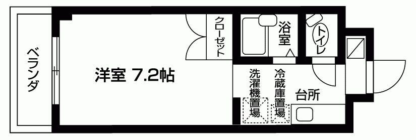 クローバーハイム(ワンルーム/1階)の間取り写真