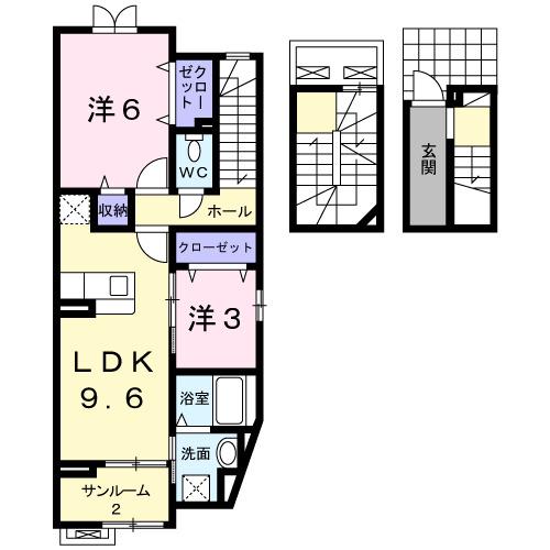 グランデ-ジ(2LDK/3階)の間取り写真
