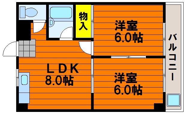メゾンフルールI(2LDK/3階)の間取り写真