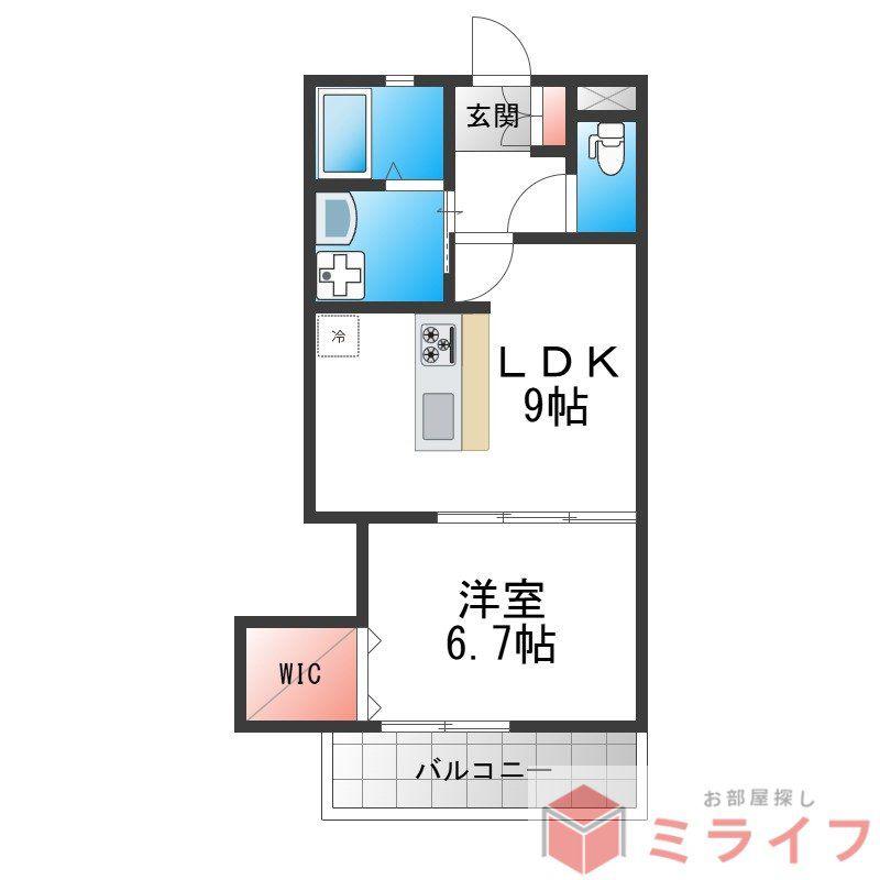 フォレスト 長居公園(1LDK/2階)の間取り写真
