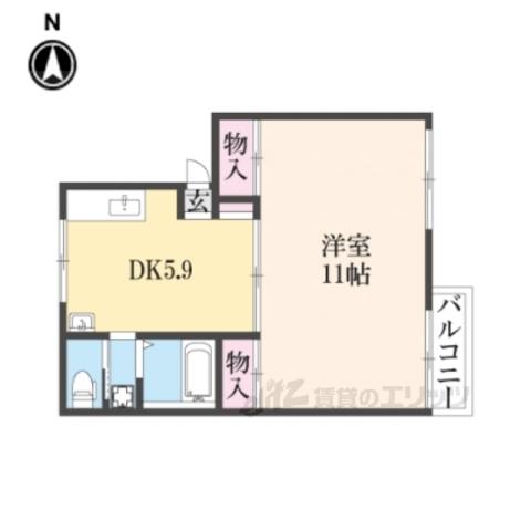 プレジール志楽(1DK/2階)の間取り写真