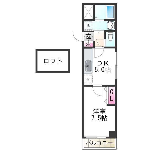 オクト白鷺(1K/2階)の間取り写真
