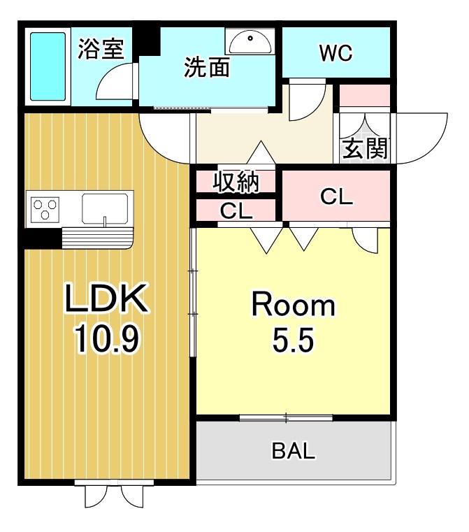 シャーメゾン リアンジュ(1LDK/2階)の間取り写真