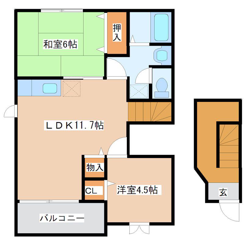 プランドゥ鳥栖II(2LDK/2階)の間取り写真