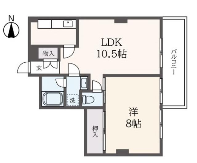 ヤマキ第7ユニアス(1LDK/2階)の間取り写真