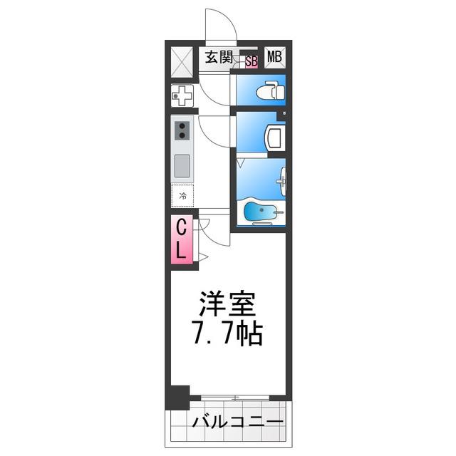 SOPHIA COURT鳳(1K/8階)の間取り写真