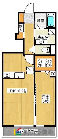 クレール フォンティーヌ(1LDK/1階)の間取り写真
