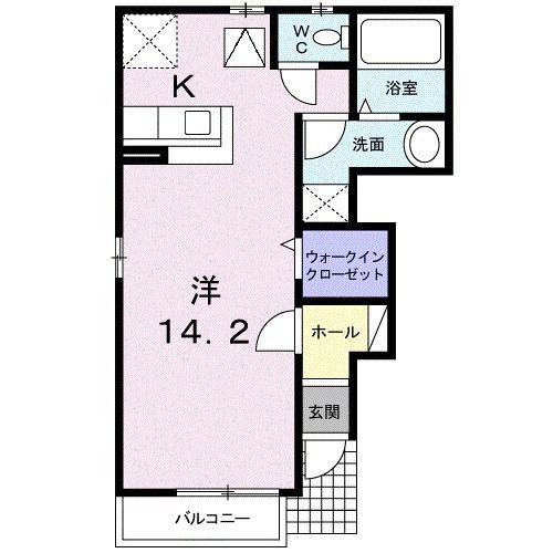 フォンテーヌII(ワンルーム/1階)の間取り写真