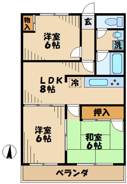 サンデーズII(3LDK/2階)の間取り写真