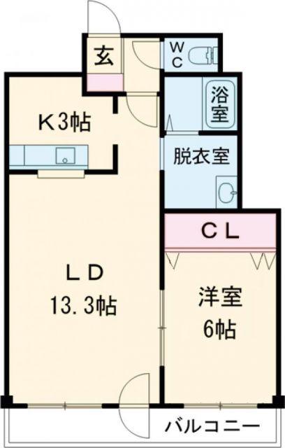 ボンジュール表町(1LDK/2階)の間取り写真
