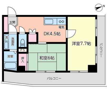AINA LEA VILLA(2DK/4階)の間取り写真