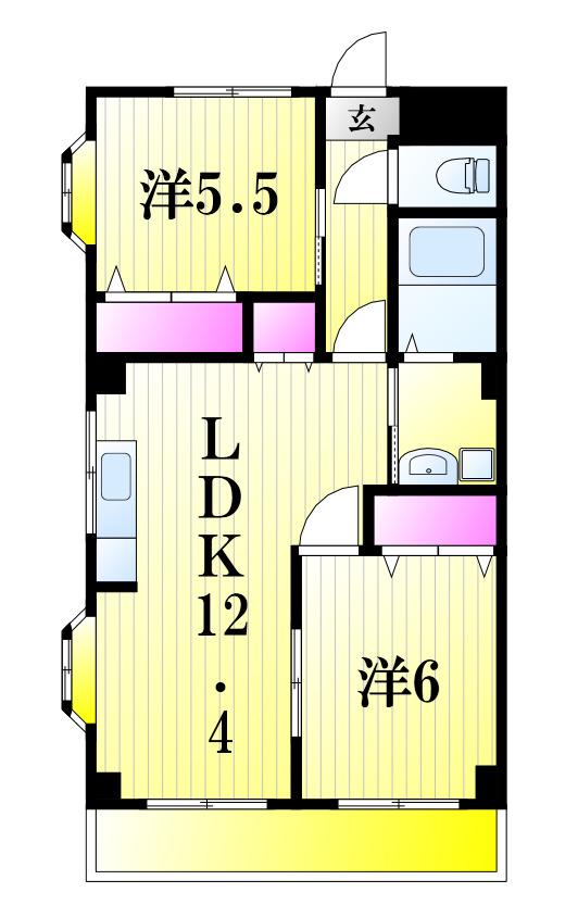 デージーコート相模台(2LDK/1階)の間取り写真