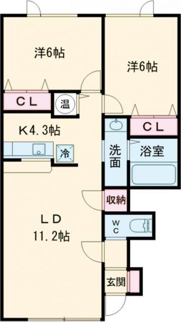 ラ・マトリスIII(2LDK/1階)の間取り写真