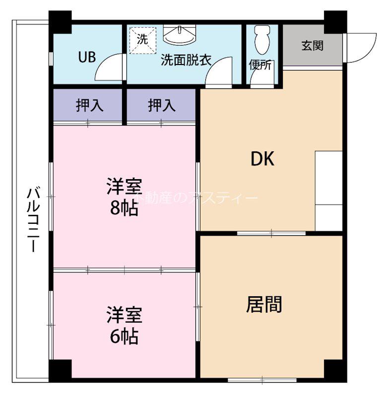 冨安ビル(3DK/2階)の間取り写真