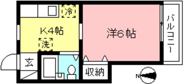 メゾンけやき(1K/2階)の間取り写真