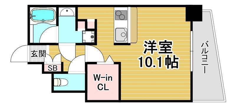 パレス東洋神戸6号館(ワンルーム/8階)の間取り写真